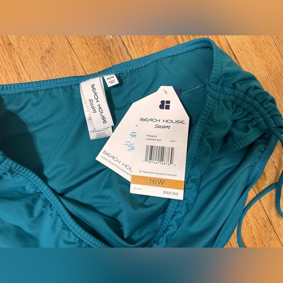 BEACH HOUSE Plus Size Hayden Side Tie High Waisted Swimsuit Bottom in Lagoon - Picture 5 of 6